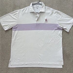 Peter Millar White and Purple Polo Shirt Barstool Edition Size Large